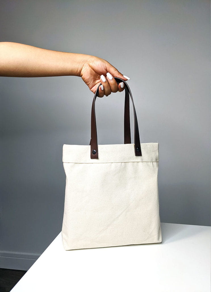 Leather Strapped Tote Bag
