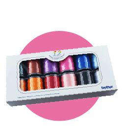 FREE 12 EMBROIDERY COLORED THREAD SET (ETS-12N) + BROTHER TROLLEY BAG + FREE RM300 e-Voucher (code: BROTHER300) for first-time embroidery pattern purchase on mystitch.brother.com.my web. Worth RM122 + RM500 + RM300 e-voucher